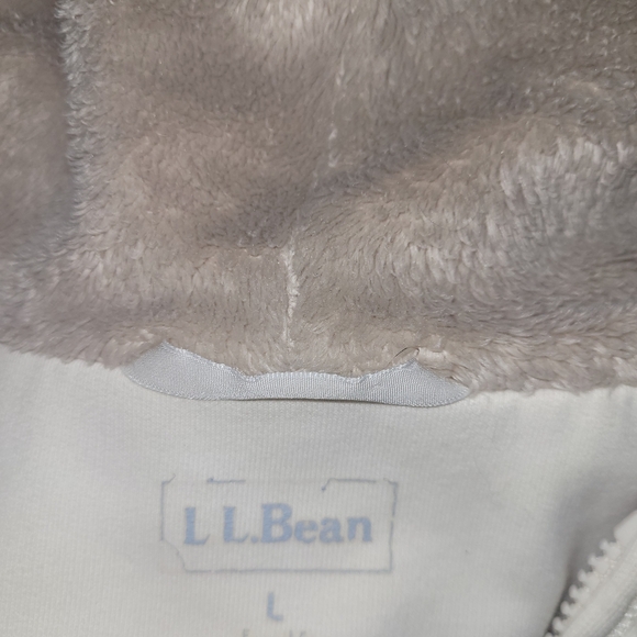 L.L. Bean White Zip-Up Sherpa Fleece Lined Hoodie L - Picture 7 of 7